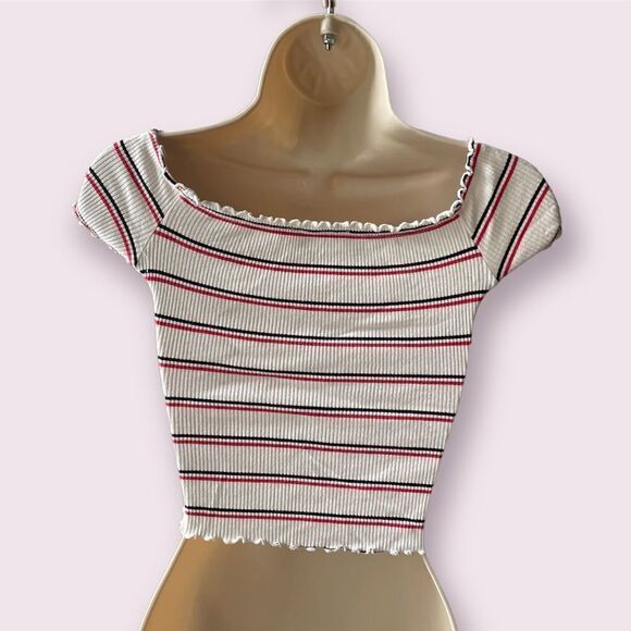Charlotte Russe Striped White Crop Top Size Extra Small - Picture 2 of 2